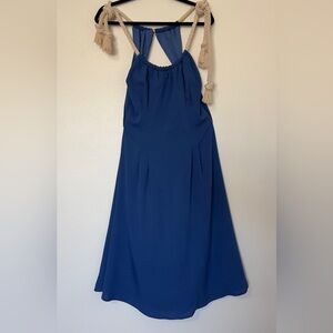 Unusual and cute backless dress - royal blue